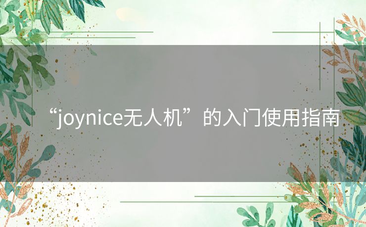 “joynice无人机”的入门使用指南 “joynice无人机”的入门使用指南
