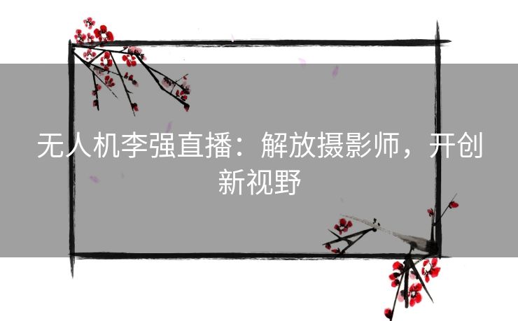 无人机李强直播:解放摄影师,开创新视野 无人机李强直播:解放摄影师,开创新视野