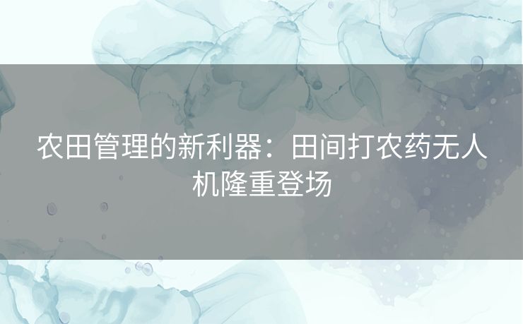 农田管理的新利器:田间打农药无人机隆重登场 农田管理的新利器:田间打农药无人机隆重登场
