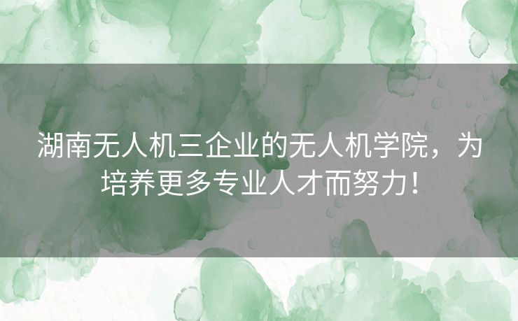 湖南无人机三企业的无人机学院,为培养更多专业人才而努力! 湖南无人机三企业的无人机学院,为培养更多专业人才而努力!