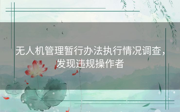 无人机管理暂行办法执行情况调查,发现违规操作者 无人机管理暂行办法执行情况调查,发现违规操作者