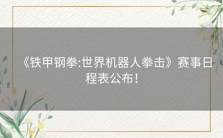 《铁甲钢拳:世界机器人拳击》赛事日程表公布! 《铁甲钢拳:世界机器人拳击》赛事日程表公布!