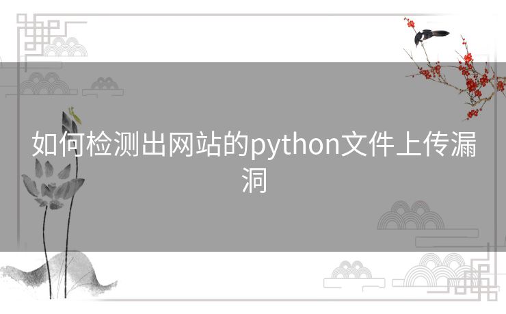 如何检测出网站的python文件上传漏洞 如何检测出网站的python文件上传漏洞