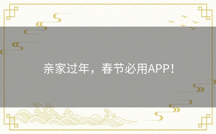 亲家过年,春节必用APP! 亲家过年,春节必用APP!