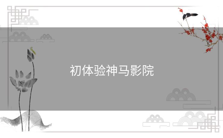 初体验神马影院 初体验神马影院