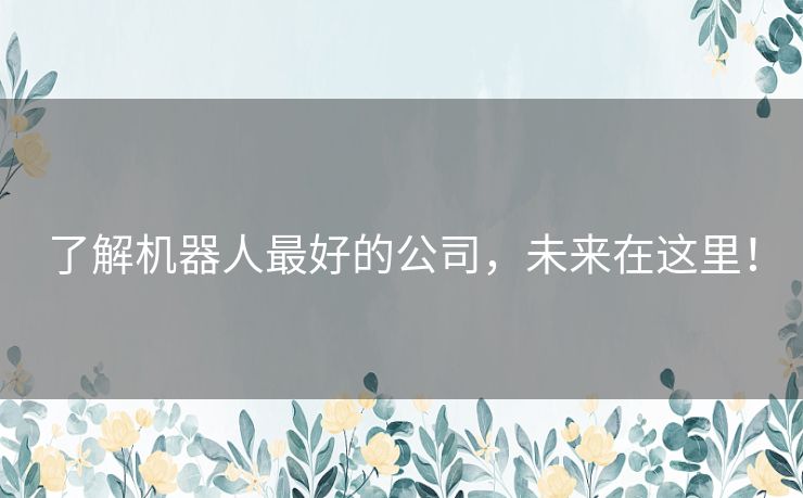 了解机器人最好的公司,未来在这里! 了解机器人最好的公司,未来在这里!