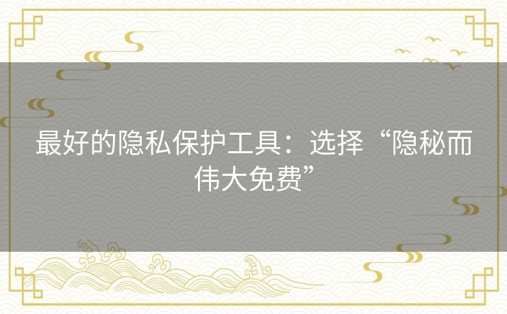 最好的隐私保护工具:选择“隐秘而伟大免费” 最好的隐私保护工具:选择“隐秘而伟大免费”