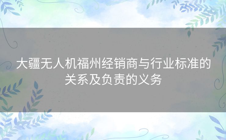 大疆无人机福州经销商与行业标准的关系及负责的义务 大疆无人机福州经销商与行业标准的关系及负责的义务