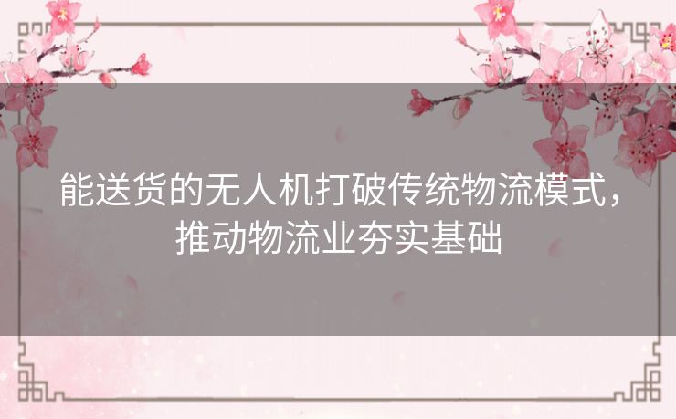 能送货的无人机打破传统物流模式,推动物流业夯实基础 能送货的无人机打破传统物流模式,推动物流业夯实基础