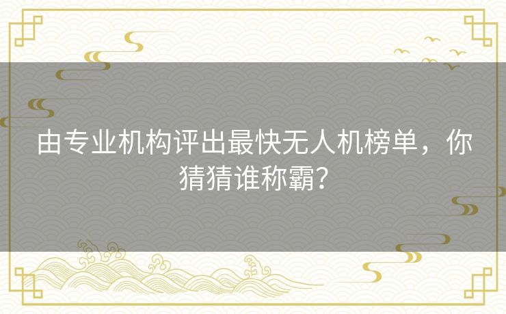 由专业机构评出最快无人机榜单,你猜猜谁称霸? 由专业机构评出最快无人机榜单,你猜猜谁称霸?