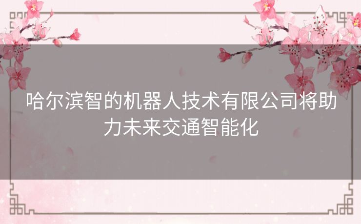 哈尔滨智的机器人技术有限公司将助力未来交通智能化 哈尔滨智的机器人技术有限公司将助力未来交通智能化