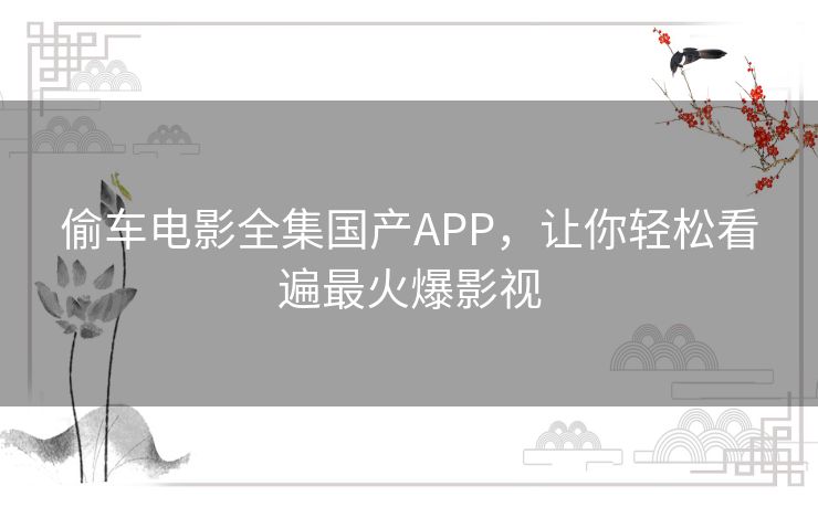偷车电影全集国产APP，让你轻松看遍最火爆影视