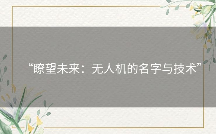 “瞭望未来:无人机的名字与技术” “瞭望未来:无人机的名字与技术”