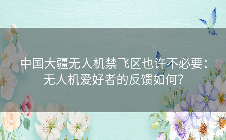 中国大疆无人机禁飞区也许不必要:无人机爱好者的反馈如何? 中国大疆无人机禁飞区也许不必要:无人机爱好者的反馈如何?