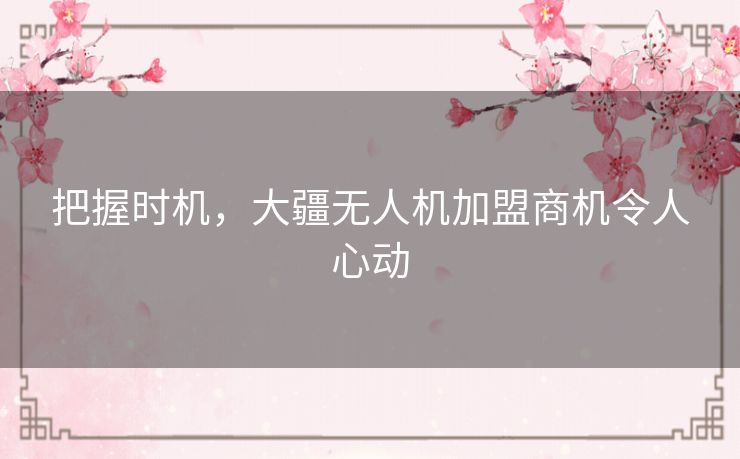 把握时机,大疆无人机加盟商机令人心动 把握时机,大疆无人机加盟商机令人心动