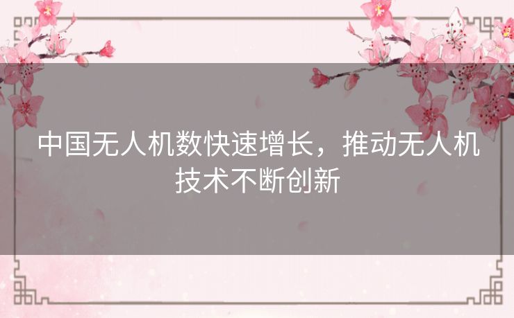 中国无人机数快速增长,推动无人机技术不断创新 中国无人机数快速增长,推动无人机技术不断创新