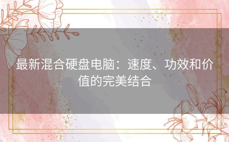 最新混合硬盘电脑:速度、功效和价值的完美结合 最新混合硬盘电脑:速度、功效和价值的完美结合