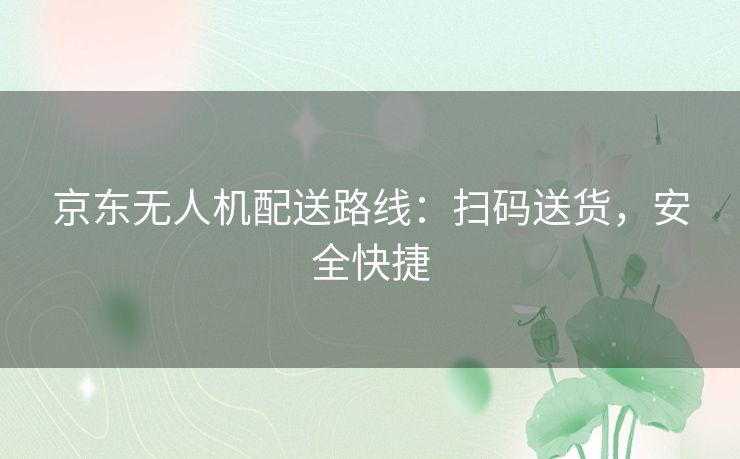 京东无人机配送路线:扫码送货,安全快捷 京东无人机配送路线:扫码送货,安全快捷