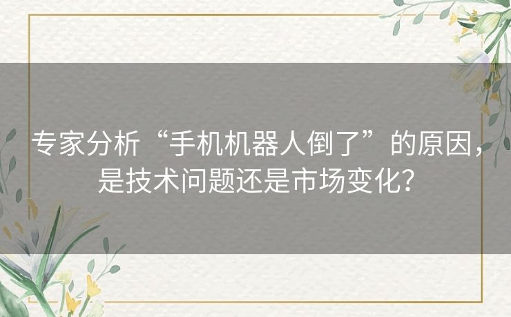 专家分析“手机机器人倒了”的原因,是技术问题还是市场变化? 专家分析“手机机器人倒了”的原因,是技术问题还是市场变化?