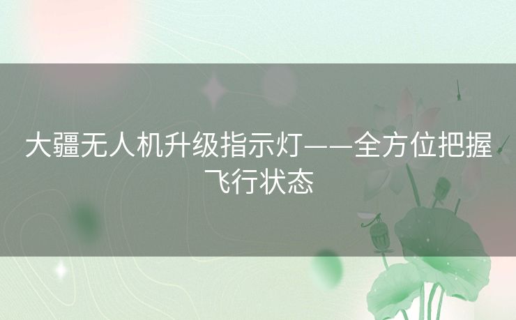 大疆无人机升级指示灯——全方位把握飞行状态 大疆无人机升级指示灯——全方位把握飞行状态