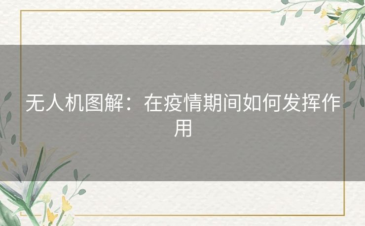 无人机图解:在疫情期间如何发挥作用 无人机图解:在疫情期间如何发挥作用