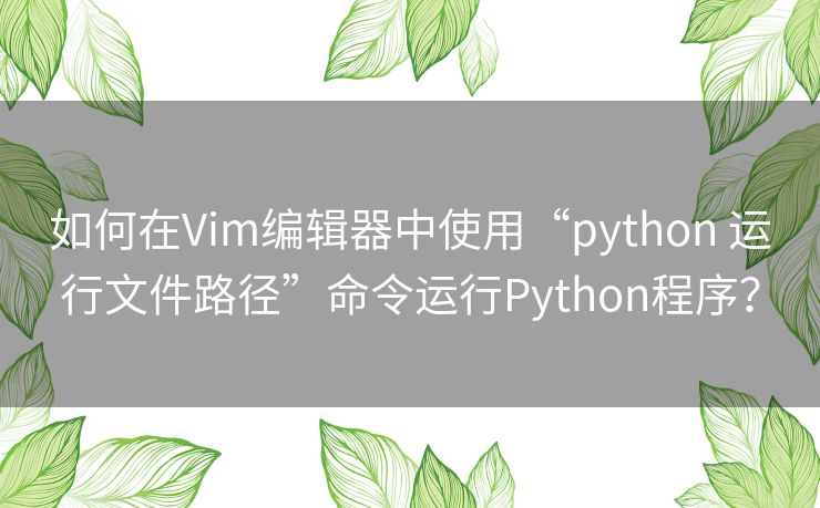 如何在Vim编辑器中使用“python 运行文件路径”命令运行Python程序? 如何在Vim编辑器中使用“python 运行文件路径”命令运行Python程序?