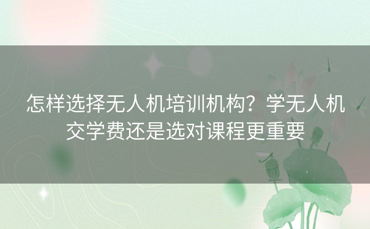 怎样选择无人机培训机构?学无人机交学费还是选对课程更重要 怎样选择无人机培训机构?学无人机交学费还是选对课程更重要