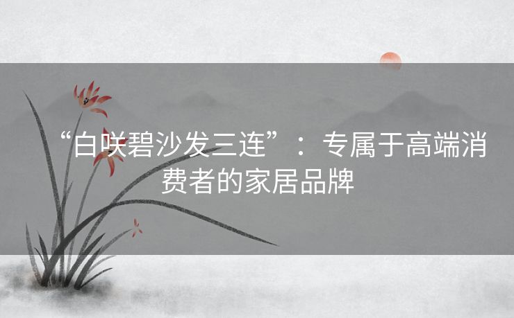 “白咲碧沙发三连”:专属于高端消费者的家居品牌 “白咲碧沙发三连”:专属于高端消费者的家居品牌