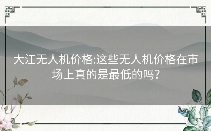 大江无人机价格:这些无人机价格在市场上真的是最低的吗? 大江无人机价格:这些无人机价格在市场上真的是最低的吗?