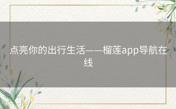点亮你的出行生活——榴莲app导航在线 点亮你的出行生活——榴莲app导航在线