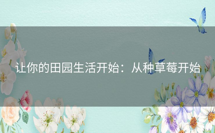 让你的田园生活开始:从种草莓开始 让你的田园生活开始:从种草莓开始