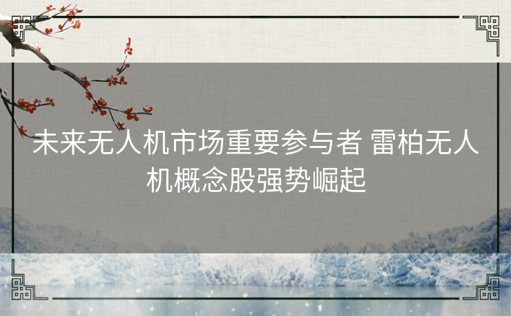未来无人机市场重要参与者 雷柏无人机概念股强势崛起 未来无人机市场重要参与者 雷柏无人机概念股强势崛起