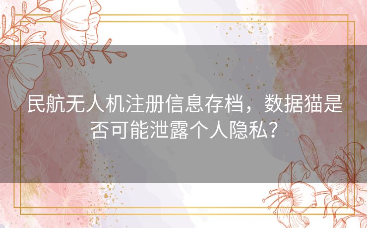 民航无人机注册信息存档，数据猫是否可能泄露个人隐私？