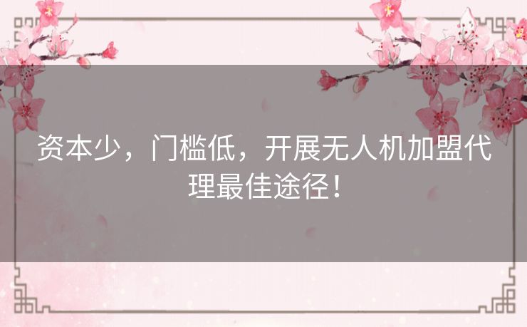 资本少,门槛低,开展无人机加盟代理最佳途径! 资本少,门槛低,开展无人机加盟代理最佳途径!