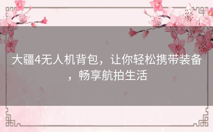 大疆4无人机背包,让你轻松携带装备,畅享航拍生活 大疆4无人机背包,让你轻松携带装备,畅享航拍生活