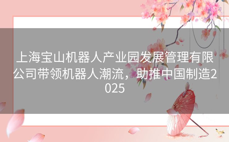 上海宝山机器人产业园发展管理有限公司带领机器人潮流,助推中国制造2025 上海宝山机器人产业园发展管理有限公司带领机器人潮流,助推中国制造2025