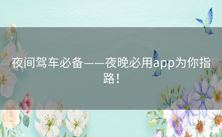 夜间驾车必备——夜晚必用app为你指路! 夜间驾车必备——夜晚必用app为你指路!