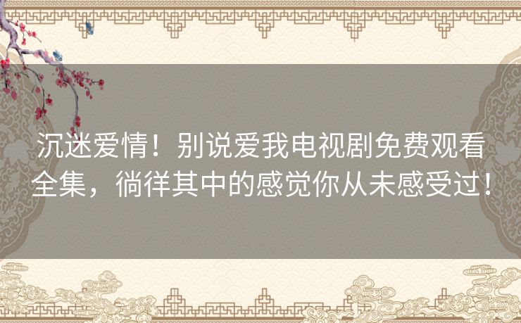 沉迷爱情!别说爱我电视剧免费观看全集,徜徉其中的感觉你从未感受过! 沉迷爱情!别说爱我电视剧免费观看全集,徜徉其中的感觉你从未感受过!