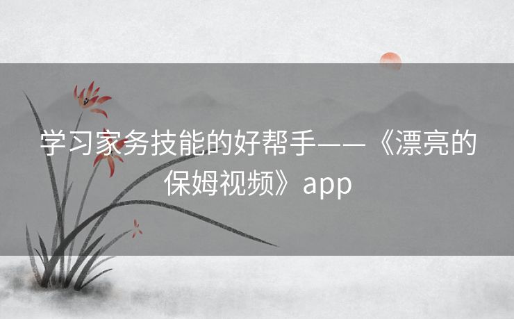 学习家务技能的好帮手——《漂亮的保姆视频》app 学习家务技能的好帮手——《漂亮的保姆视频》app