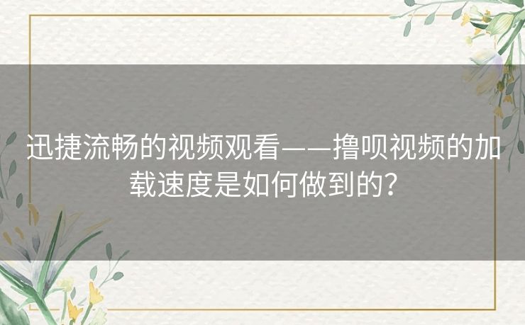 迅捷流畅的视频观看——撸呗视频的加载速度是如何做到的? 迅捷流畅的视频观看——撸呗视频的加载速度是如何做到的?