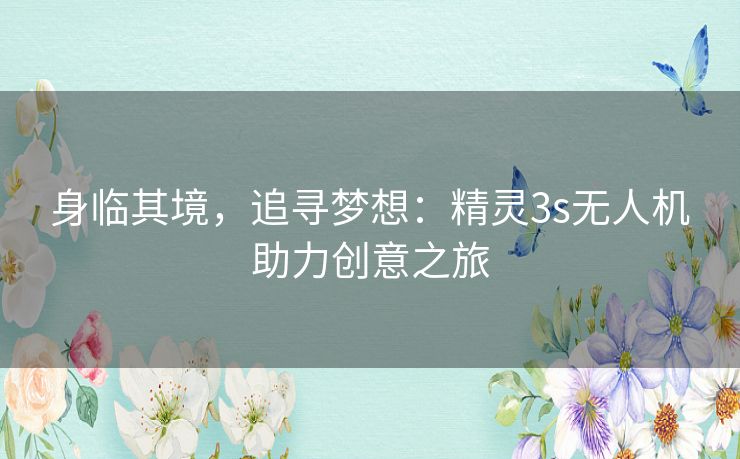 身临其境,追寻梦想:精灵3s无人机助力创意之旅 身临其境,追寻梦想:精灵3s无人机助力创意之旅