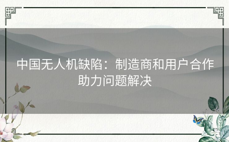 中国无人机缺陷:制造商和用户合作助力问题解决 中国无人机缺陷:制造商和用户合作助力问题解决