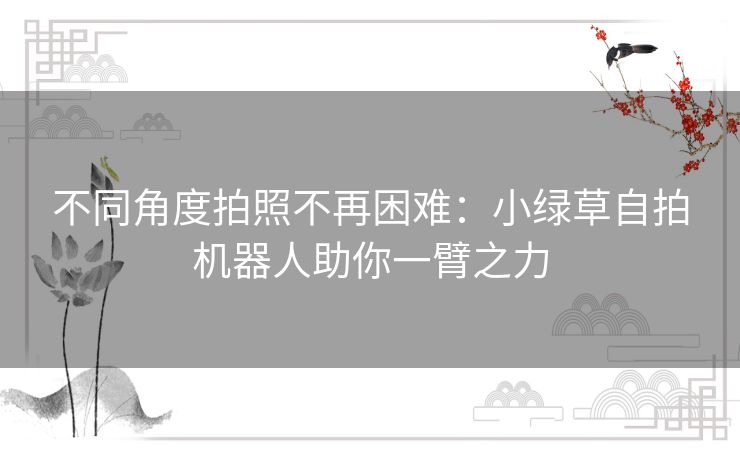 不同角度拍照不再困难:小绿草自拍机器人助你一臂之力 不同角度拍照不再困难:小绿草自拍机器人助你一臂之力