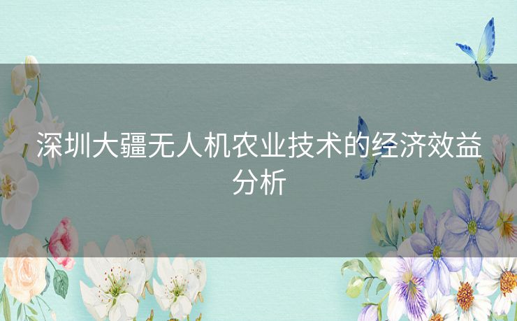 深圳大疆无人机农业技术的经济效益分析 深圳大疆无人机农业技术的经济效益分析