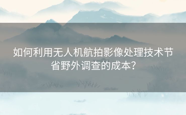 如何利用无人机航拍影像处理技术节省野外调查的成本? 如何利用无人机航拍影像处理技术节省野外调查的成本?