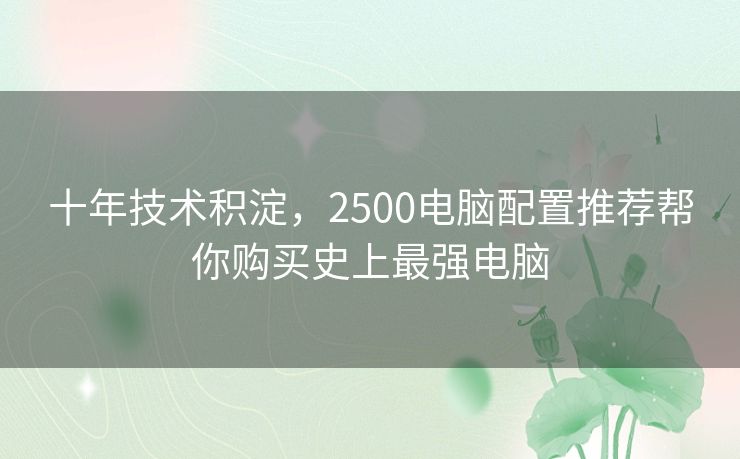 十年技术积淀,2500电脑配置推荐帮你购买史上最强电脑 十年技术积淀,2500电脑配置推荐帮你购买史上最强电脑