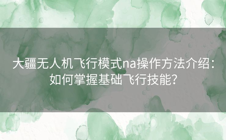 大疆无人机飞行模式na操作方法介绍:如何掌握基础飞行技能? 大疆无人机飞行模式na操作方法介绍:如何掌握基础飞行技能?