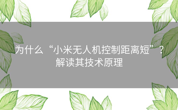 为什么“小米无人机控制距离短”?解读其技术原理 为什么“小米无人机控制距离短”?解读其技术原理
