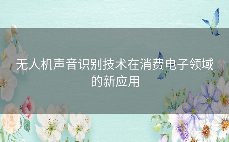 无人机声音识别技术在消费电子领域的新应用 无人机声音识别技术在消费电子领域的新应用