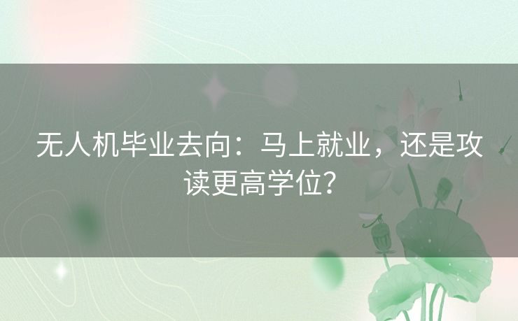 无人机毕业去向:马上就业,还是攻读更高学位? 无人机毕业去向:马上就业,还是攻读更高学位?